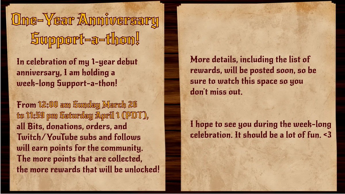 JunWordweaver's tweet photo. Here's a few more details about my upcoming #SupportAThon!
The list of goals/rewards will be posted next week.
#VTuberUprising #vtuber #ENVtuber #Subathon #Donothon https://t.co/eqKqRFM0fi