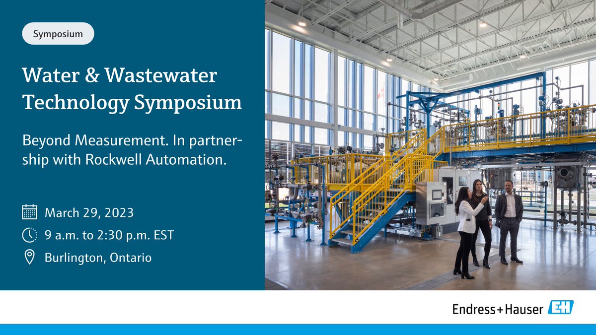 Endress_CA's tweet image. It’s your LAST CHANCE to register for Endress+Hauser’s Water and Wastewater Technology Symposium!
 
Join us on Wednesday, March 29th, 2023, at our Burlington Customer Experience Centre.
Register while you still can! ➡️ eh.digital/3jUx6UX
 
#PartnerInProcess #TechSympEHCA