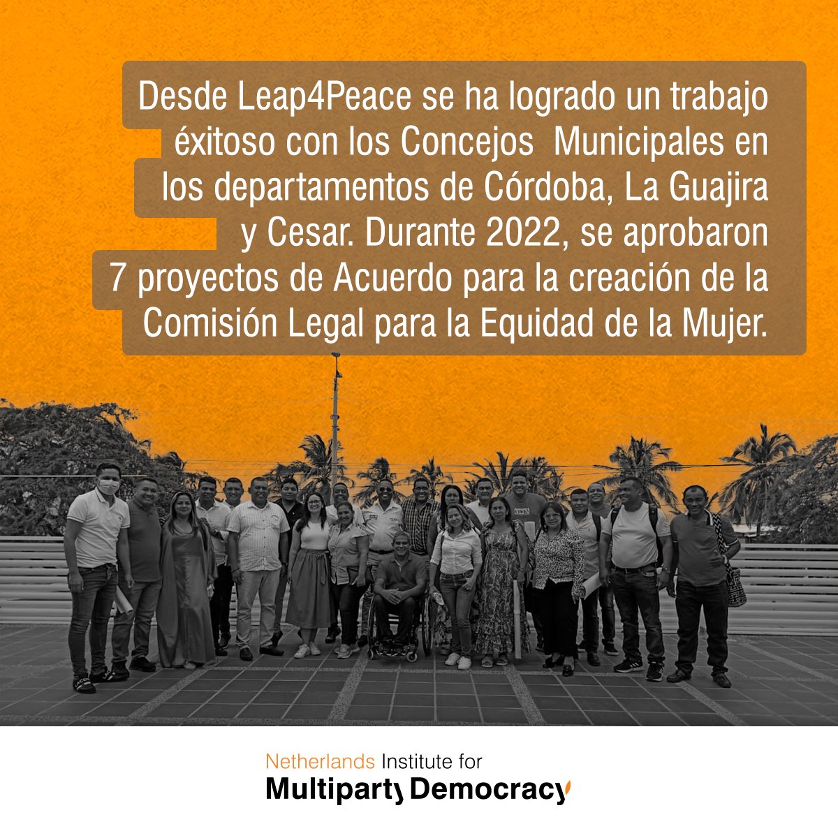 NimdColombia's tweet photo. 🟠 Desde el consorcio #Leap4peace  seguimos impulsando investigaciones, asistencias técnicas, seminarios y plataformas de aprendizaje en línea sobre equidad de género y paridad política a entidades públicas y partidos políticos. https://t.co/4QcxHfe5hs
