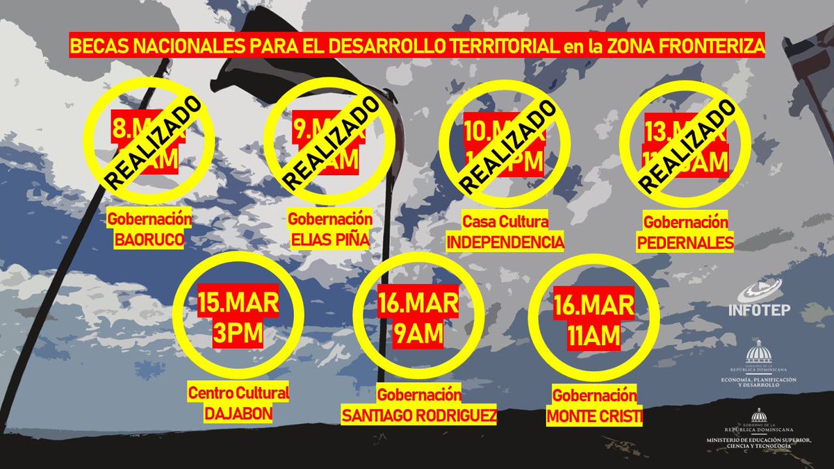 AddysThen's tweet photo. La ruta de las BECAS NACIONALES para el desarrollo territorial se detiene hoy miércoles 15,, a las 3.:00 PM en el Centro Cultural Ensueño Dajaboner.  Si eres bachiller, vives  #DAJABON y te interesa estudiar una carrera universitaria o tecnica no te pierdas la cita #MiFronteraRD https://t.co/5LmxXkN5yC