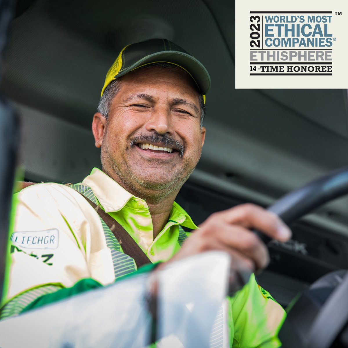 WasteManagement's tweet photo. We're pleased to announce that for the 14th time, WM has been recognized by @Ethisphere as one of the 2023 World's Most Ethical Companies. This honor is reserved for companies with a commitment to ethical business. https://t.co/2PiPwCyxv2