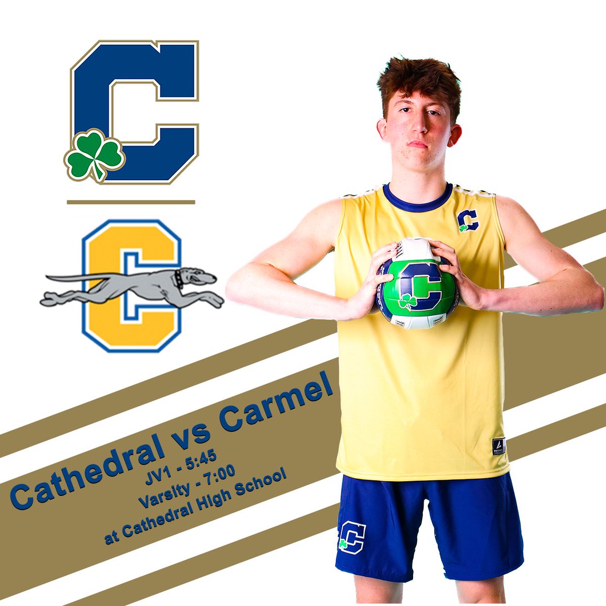 Another Irish game day! ☘️🏐 We look forward to hosting the Carmel Greyhounds!