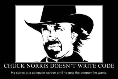 RishFerrari's tweet photo. #ChuckNorris on coding, lol https://t.co/sfBCqTZakP