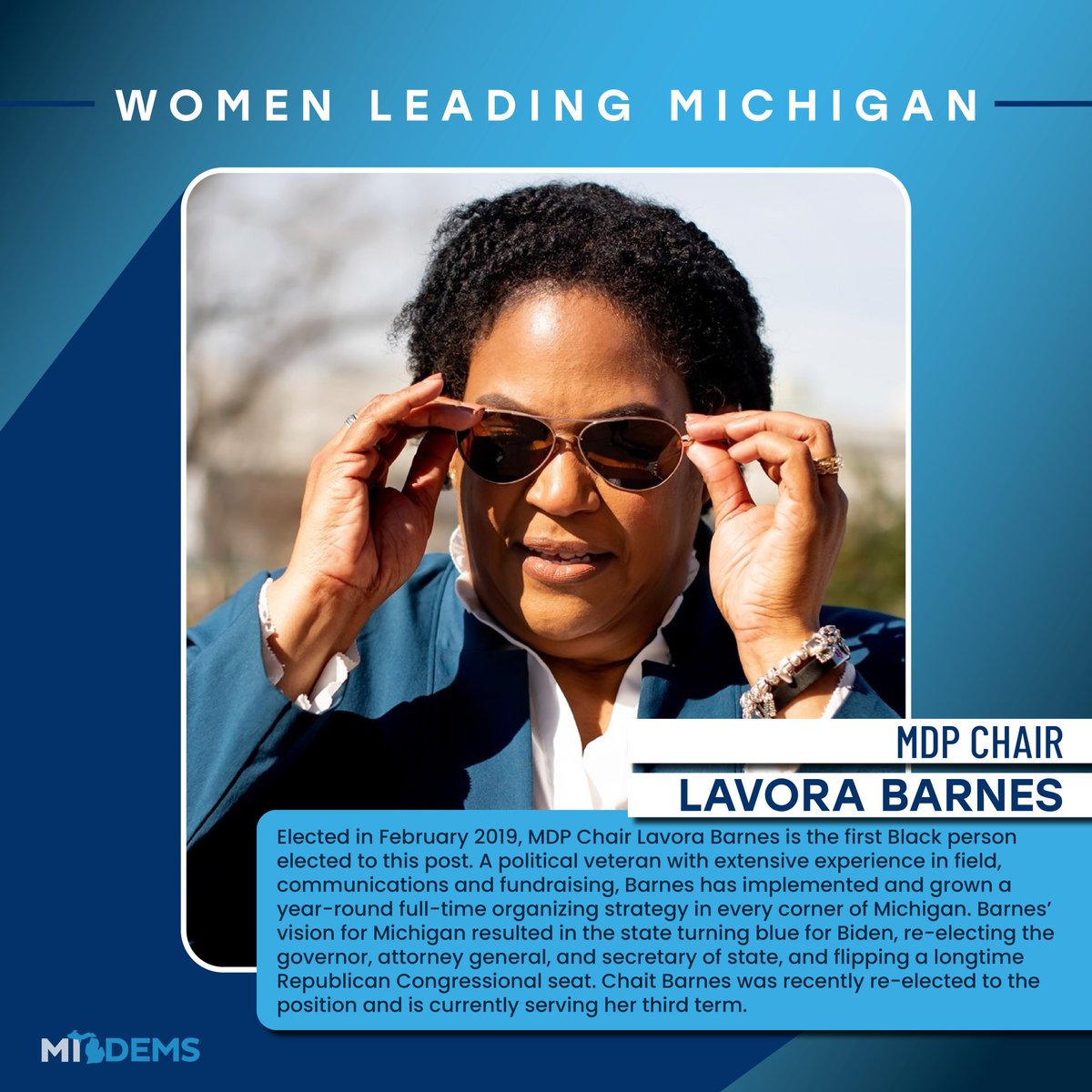 MichiganDems's tweet photo. MDP Chair @LavoraBarnes helped lead Michigan Democrats to their biggest election in 40 years, which resulted in re-electing a Democratic governor and placing Democrats in control of the House and Senate — a political trifecta.
#WomensHistoryMonth #WomenLeadingMichigan https://t.co/lpfYCYKbBf