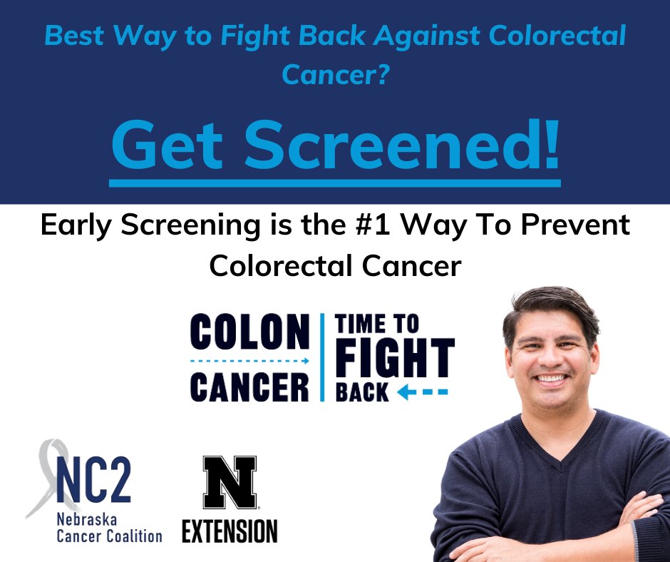 unmccscash's tweet photo. Although it is one of the most preventable cancers, colorectal cancer is the 2nd leading cause of cancer deaths in men & women combined in Nebraska. The #1 way to make a difference: #GetScreened. https://t.co/2ZxBYvD6SP #FightBackNE #ColorectalCancerAwareness #ColorectalCancer https://t.co/NCDSmvQTMC