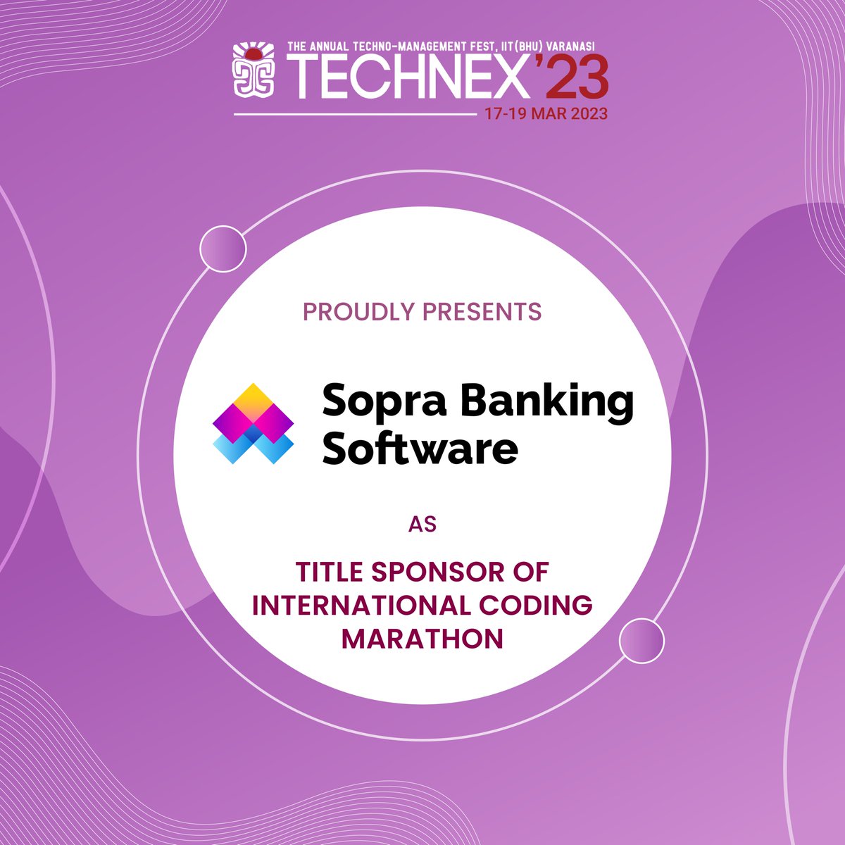 technexiitbhu's tweet photo. Technex’23 proudly presents Sopra Banking Software as Title Sponsor of International Coding Marathon! https://t.co/UMaWTRXlGR