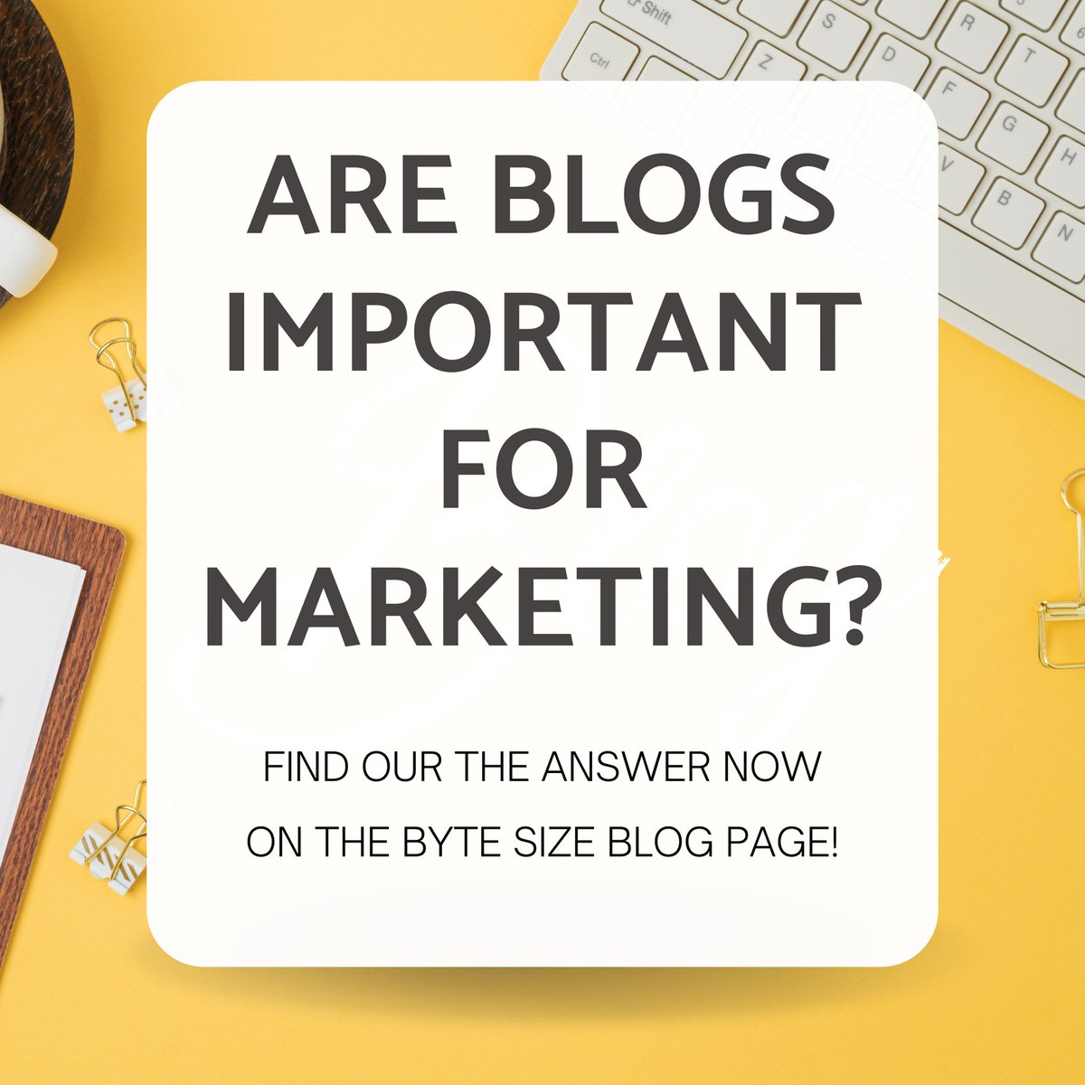 bytesizesocial's tweet photo. Are blogs important to marketing? Here is a hint: the answer is yes. In our newest blog we tell you why blogs are important and how to get started writing them! 

https://t.co/IVSuo1VZqH https://t.co/f7Abueg90V