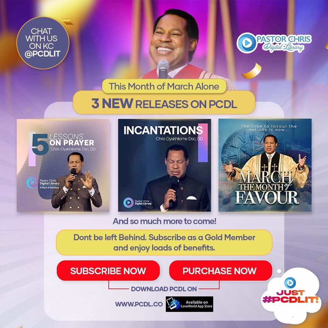LibraryPastor's tweet photo. New Release Alert!!!
Subscribe and purchase these uplifting teachings by Pastor Chris.
Become a Gold member to enjoy loads of benefits from PCDL.

Download the PCDL App on https://t.co/cNnaWJoBWl
iOS users visit https://t.co/UTgCxx64pJ
You can chat with us  on Kingschat @Pcdlit https://t.co/hPZoqYyfoo