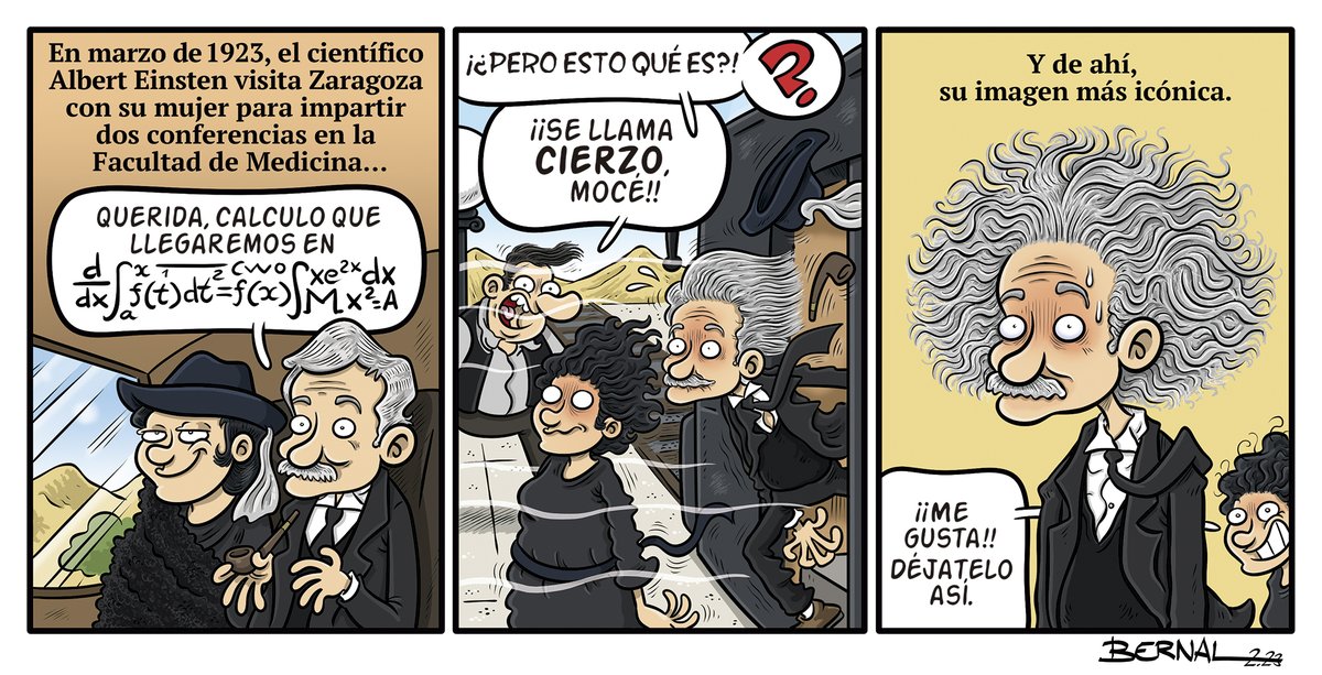 Hace 100 años, Albert Einstein visitó Zaragoza… Y LE CAMBIÓ LA VIDA.
Mi viñetica en la revista <a href="/AragonHistoria/">AragonHistoria</a>. 

Ya en quioscos, librerías… y, si te suscribes, te mandan a casica los 3 números y un libraco gordo de regalo:  aragonesotrahistoria.com/suscripcion