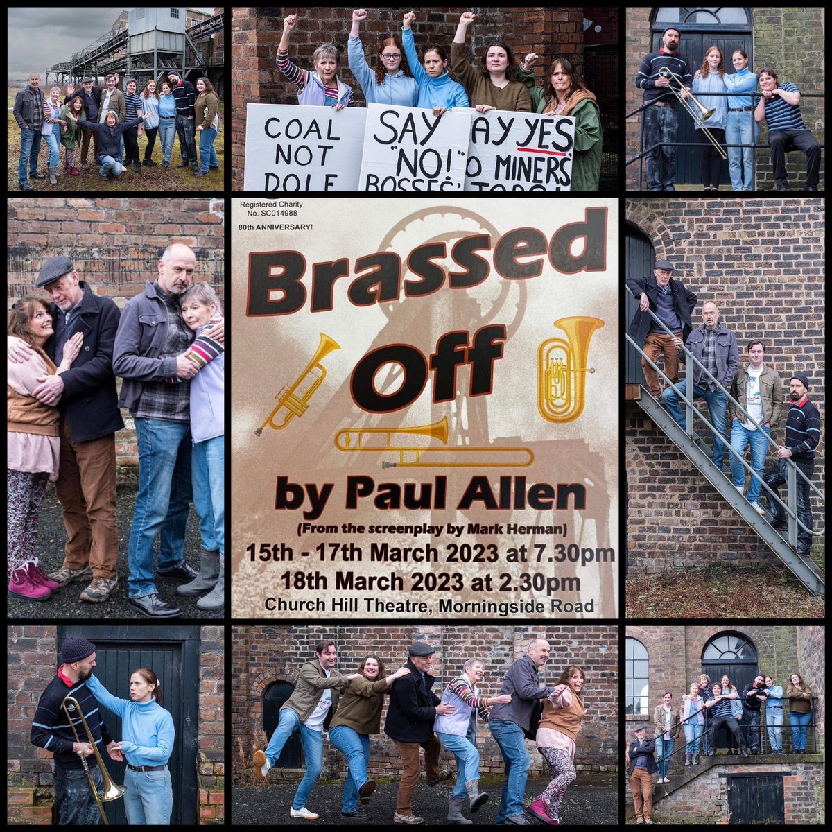 EPeoplesTheatre's tweet photo. The stage is set, the band is ready, it’s OPENING NIGHT tonight! BRASSED OFF 15-18 March @ChurchHillThtr #theatre #Edinburgh #collieryband #brassband #coal #Protest #community #opening #whatsonEdinburgh Tickets available for tonight at the theatre. https://t.co/uzpvqmn5ri