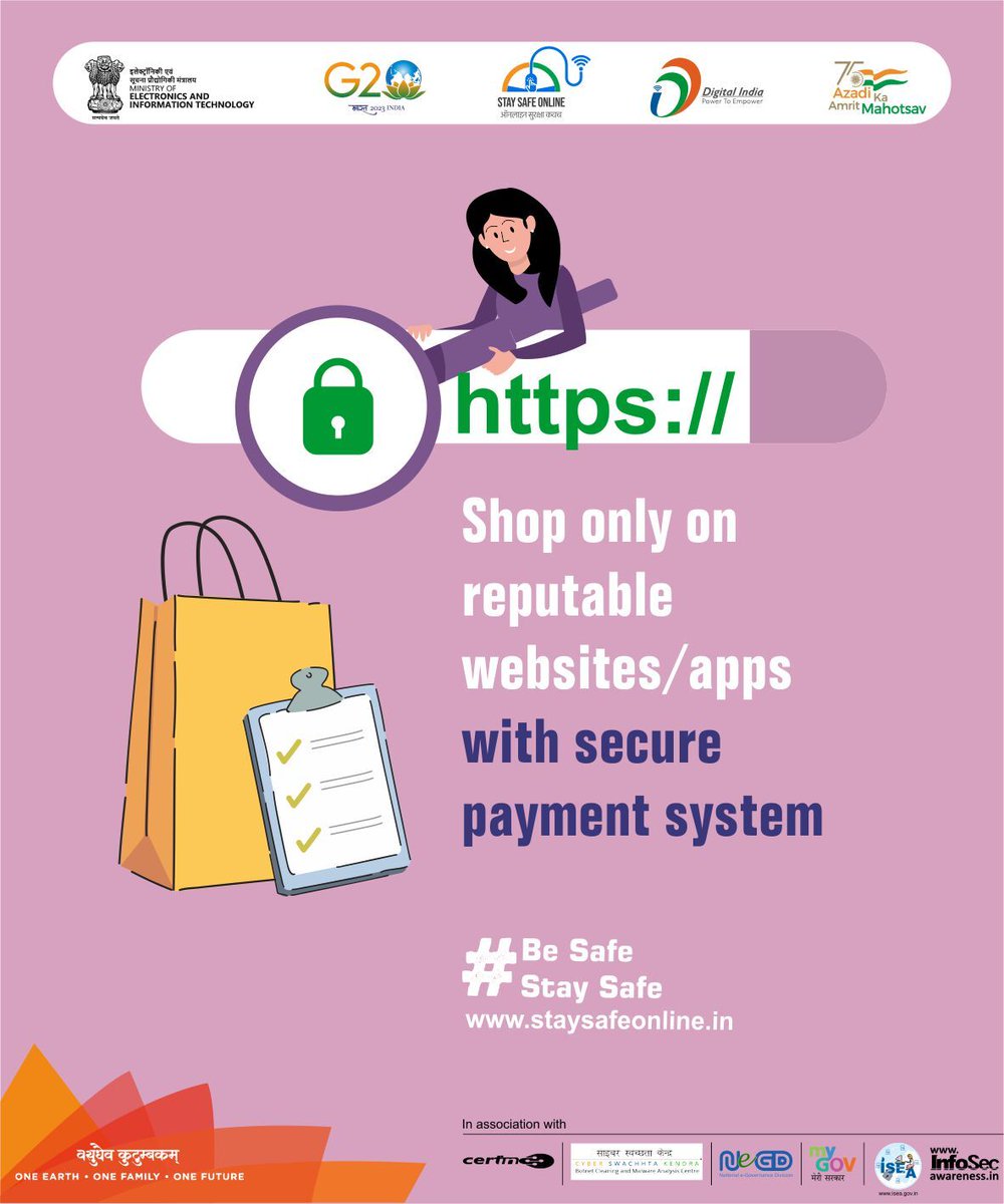 InfoSecAwa's tweet photo. Never greedy for huge online discounts on your favorite #gadgets or #cloths 
Be patient and check the authenticity of the App or Website.

#StaySafeOnline #BeSafe #StaySafe #CyberSecurity
#onlineshopping #onlineoffers #app #secureapp #https https://t.co/t1geXho5FC