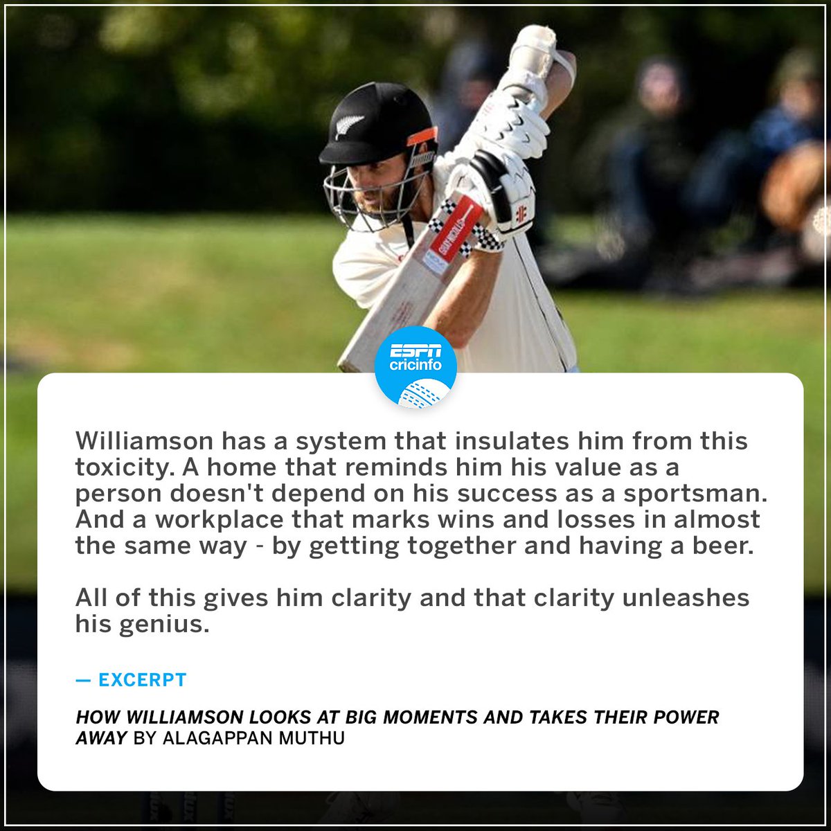 Two wins for the ages in the space of two weeks. And yet the man who orchestrated them both celebrates with just a small, little smile. ✍️ @AlMuthu on the cool, calm, Kane Williamson: es.pn/3JIpIX4