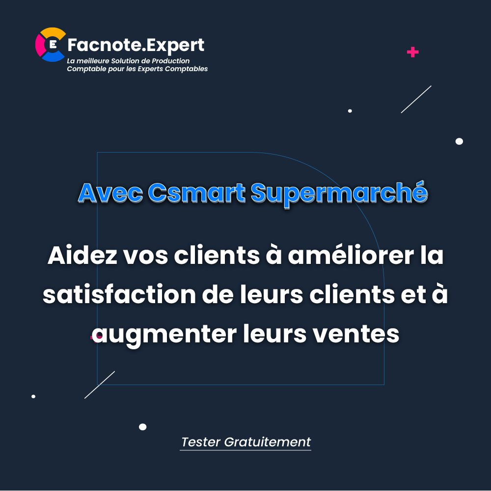 facnote's tweet photo. Aidez vos clients à améliorer la satisfaction de leurs clients et à augmenter leurs ventes avec Csmart Supermarchés.
#comptabilité_supermarchés #supermarchés #facture_supermarchés #expert_comptable #comptabilité
Pour en savoir plus c'est par ici::: > https://t.co/ZWgLG7PfwX https://t.co/Z7wpjZ9wNN