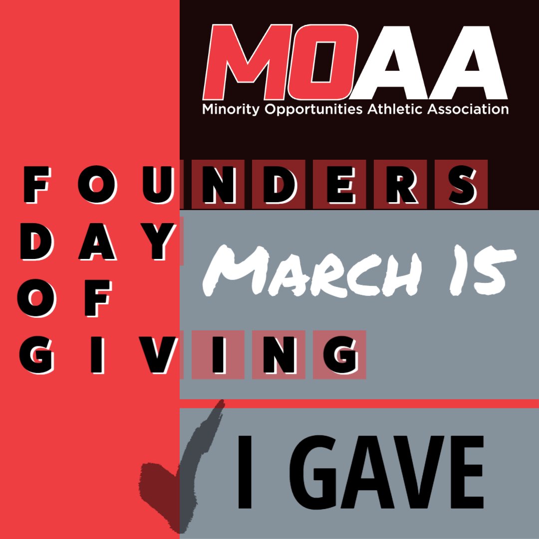 Happy Founder's Day <a href="/MOAADiversity1/">MOAA Diversity</a>!  I gave and hope you do, too!  Text MOAA to 41444 ... click the link in the reply to help provide scholarships, stipends, and programming to our 900+ members so we can grow opportunities in college athletics for minority individuals.