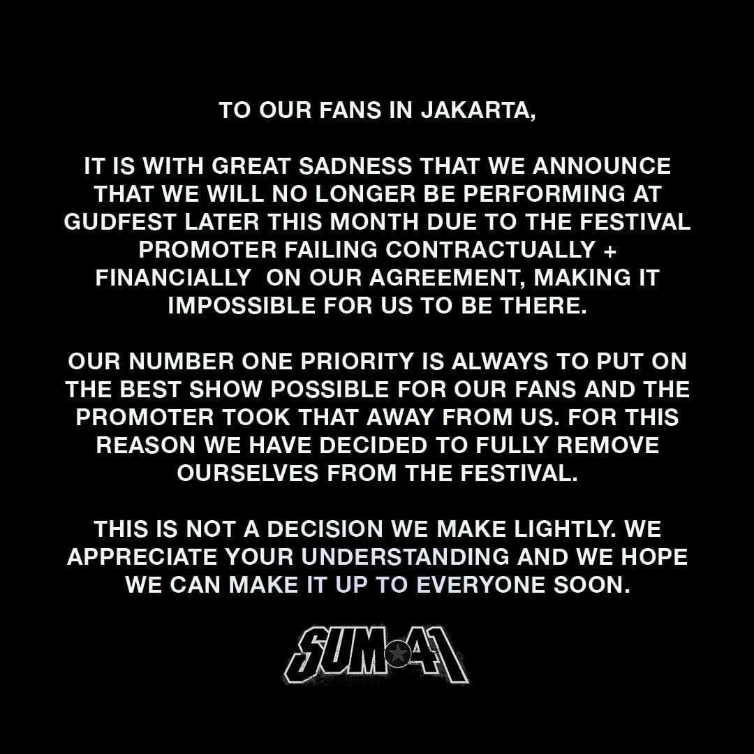 avocadrunkss's tweet photo. gaya elit refund sulit! ga kebayang nipu sampe 4 events HAHA plis lah sebelum lu kena karma tolong dikembaliin duit kita dulu #RefundGudfestLoudlive 
playing victim nyalahin tixholders padahal udah di spill sama akun resmi sum41 kelakuan kalian @gudlive https://t.co/q3XunkaFup