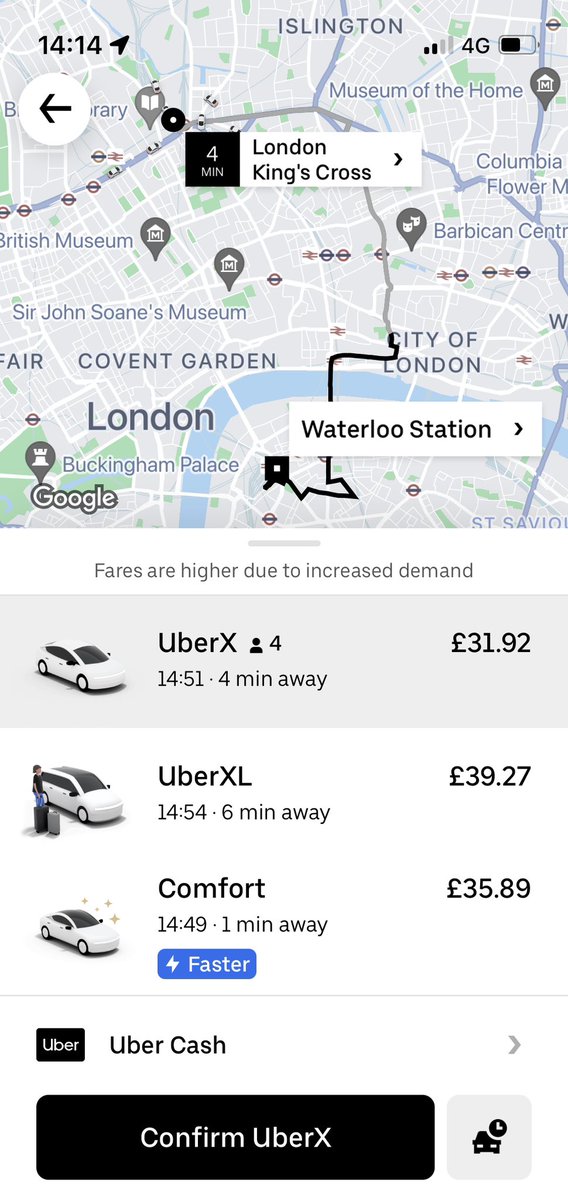 Remember Uber can inflate their prices whenever they like.  A London taxi remains at the same <a href="/tfltph/">TfL Taxi & Private Hire</a> metered rate, tube strike or not #uber #tubestrike #surgeprice