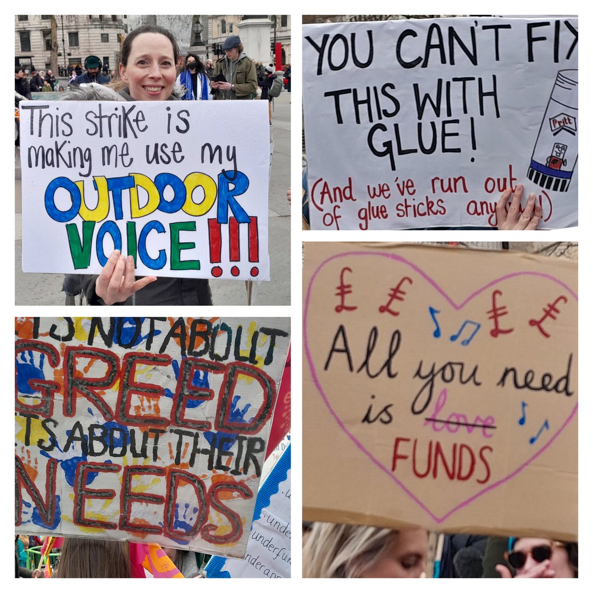 natalieben's tweet photo. The teachers are here in Trafalgar Square saying #SaveOurSchools on #BudgetDay2023 https://t.co/ex70PyyzLl