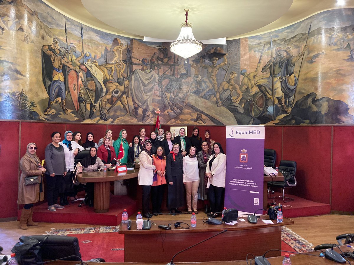 MarocImadel's tweet photo. Nous nous sommes rendus à #Tétouan avec une délégation de @ajtrsgenere. Nous avons assisté à la constitution du Conseil des Femmes de la commune et échangé avec des femmes, mères célibataires et veuves autour de leurs expériences de l'économie des soins et de la VBG. #EqualMED https://t.co/dtRzU9GLSU