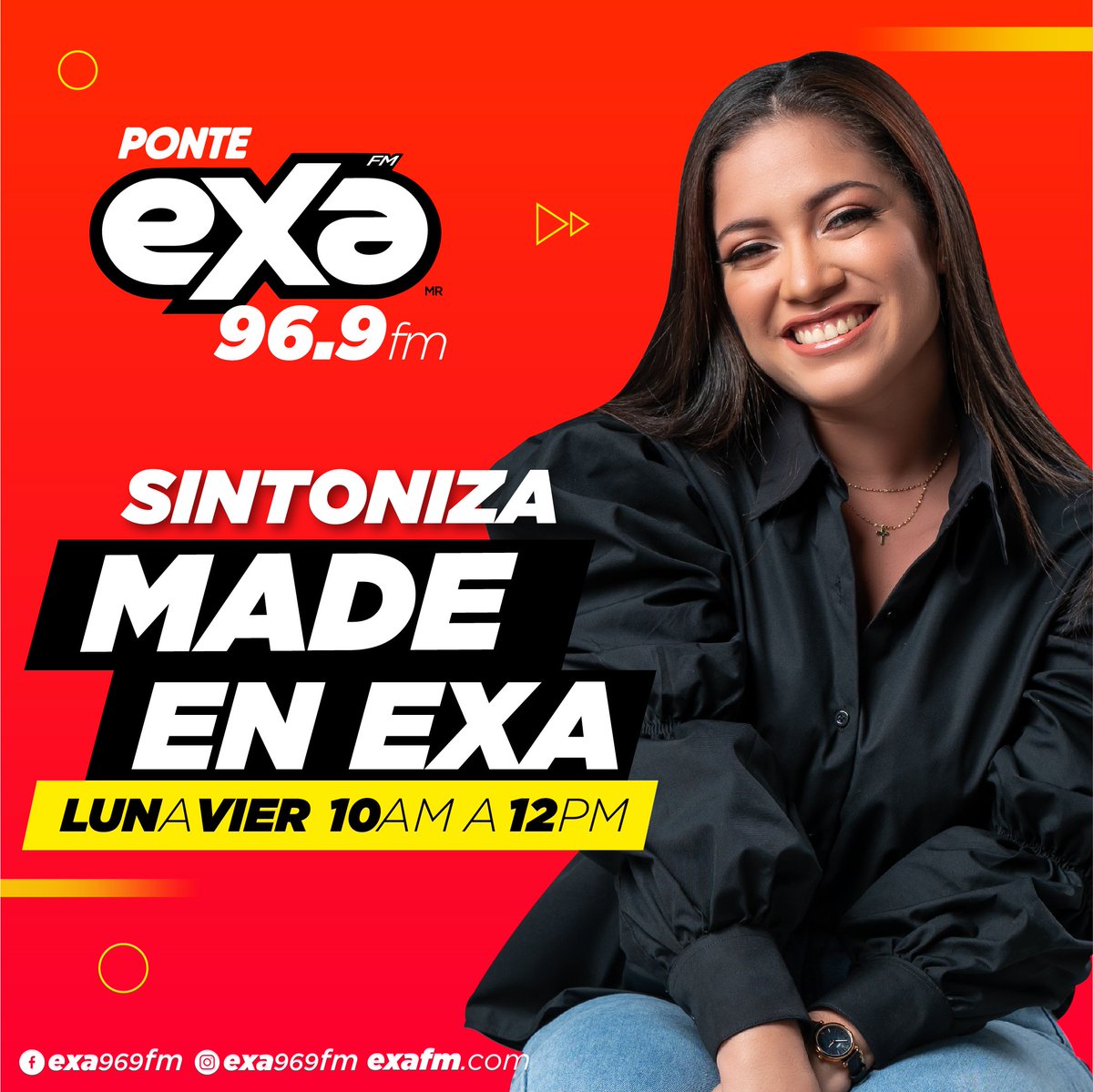 exa969fm's tweet photo. ¿Cuál es el pronóstico del día #EXAFAN?
Yo digo que buena música🎶 y excelente programación✨
Ponte MADE, Ponte EXA 96.9 FM📻
#Exafm #PonteExa #ExaRD #MadeEnExa https://t.co/ur1SVOJpXX