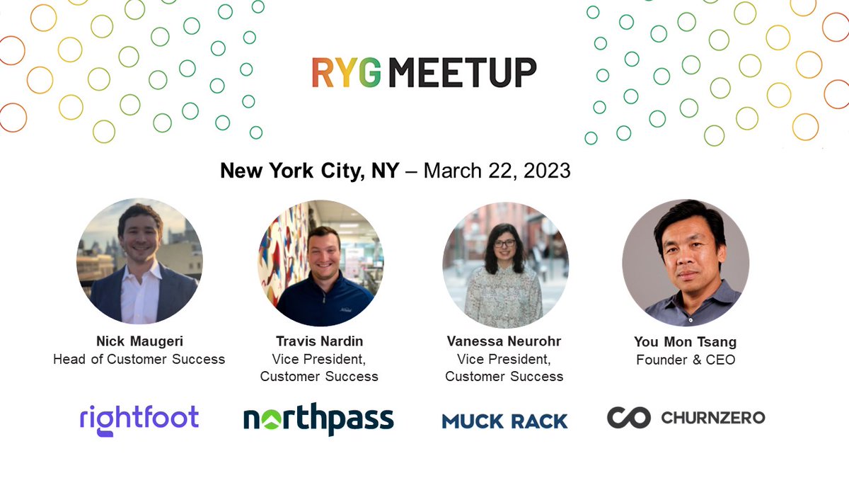 NYC #CustomerSuccess leaders: The RYG team is back in town! 

Join us on Wednesday, March 22 for a leadership-level meetup and happy hour hosted by <a href="/ChurnZero/">ChurnZero</a>’s <a href="/youmon/">You Mon Tsang</a> and our digital customer education partner <a href="/NorthpassHQ/">Northpass</a>.

Secure your seat today at okt.to/pG3Ca9.