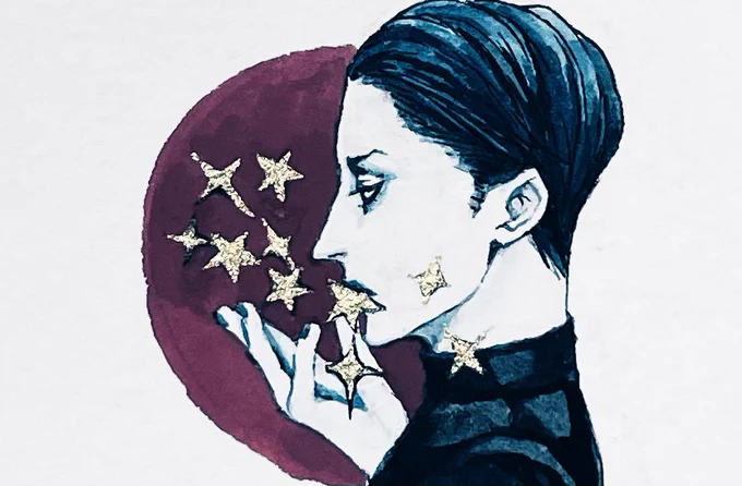 星喰みの男。これもネックレスになる予定。3cmくらいの絵。 