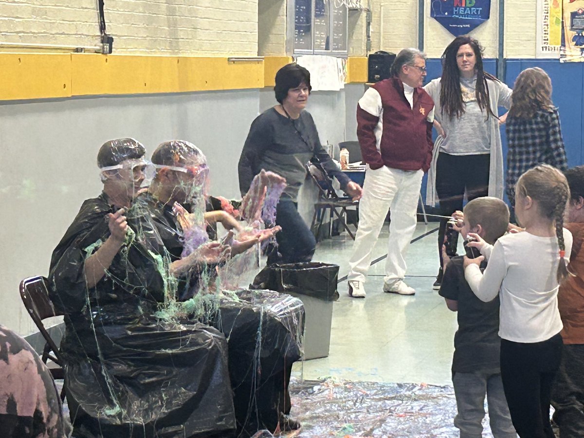 WickliffeSRO's tweet photo. Last Friday I was honored to be a special guest with the Wickliffe Elementary Principals, Mrs. Bearer and Mrs. Makee, to be silly stringed by the two classes who raised the most money for a fundraiser! It was a mess but we all had a blast! @WickElementary #wickpride https://t.co/YEmdpyPNRL