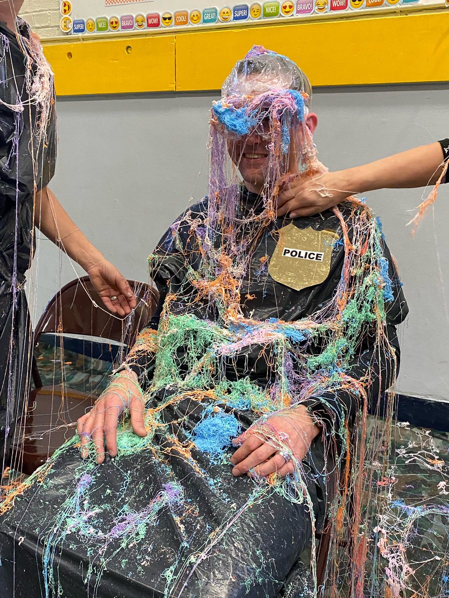 WickliffeSRO's tweet photo. Last Friday I was honored to be a special guest with the Wickliffe Elementary Principals, Mrs. Bearer and Mrs. Makee, to be silly stringed by the two classes who raised the most money for a fundraiser! It was a mess but we all had a blast! @WickElementary #wickpride https://t.co/YEmdpyPNRL