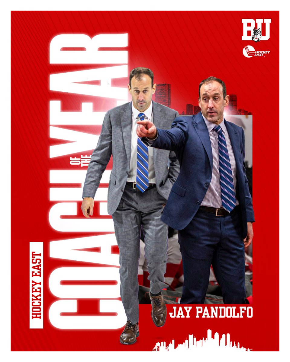 TerrierHockey's tweet photo. We’ve got some more awards to announce!

First, let’s hear it for Jay Pandolfo, who in just his first season in charge was named Hockey East Coach of the Year!

#ProudToBU https://t.co/KHng8FzUbH