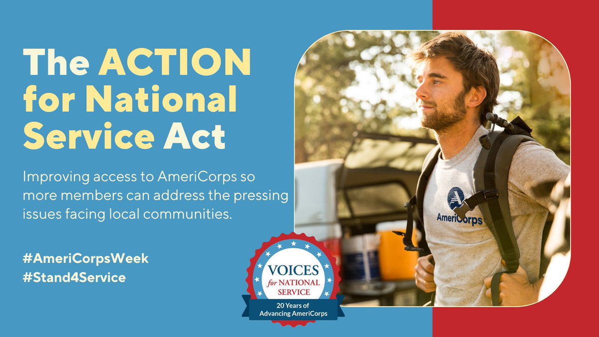 Thank you @SenJackReed & @RepJohnLarson for introducing the ACTION for National Service Act. This bill would improve access to #NationalService opportunities so more @AmeriCorps members can address the pressing issues facing their local communities. #Stand4Service #AmeriCorpsWeek