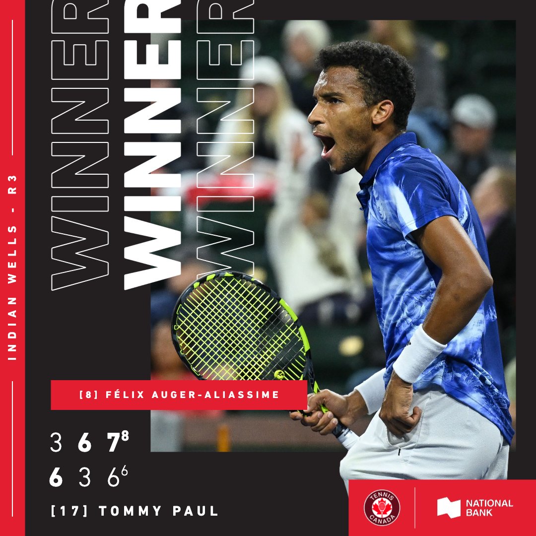 While you were sleeping 👉 Félix Auger-Ali-AWESOME was at it again!

Winning in a third set tiebreaker late last night, he is on to the quarter-finals in #tennisparadise 🤩

<a href="/nationalbank/">National Bank</a> | <a href="/BNPPARIBASOPEN/">BNP Paribas Open</a>