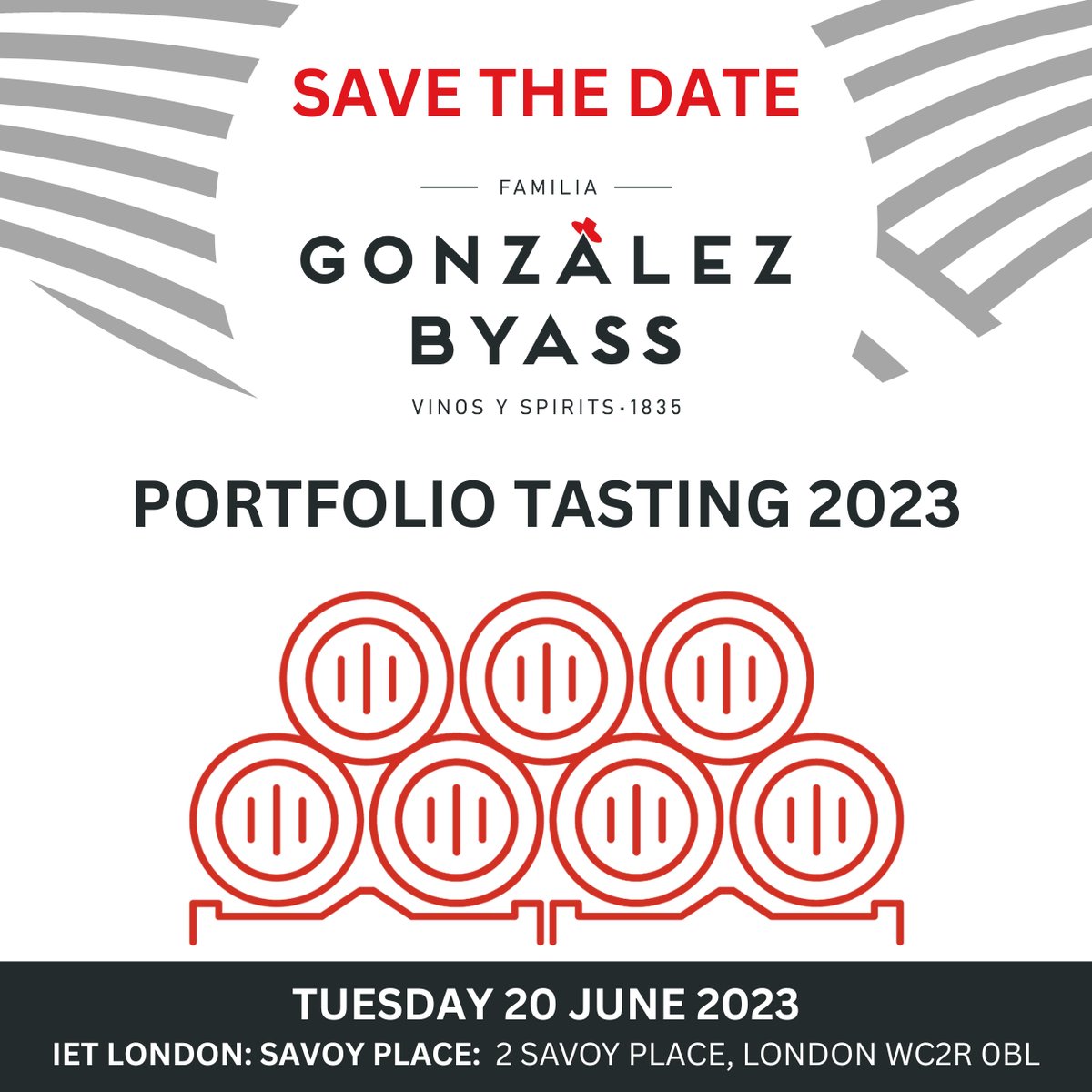 SAVE THE DATE! 

20th of June, 2023 (aka, Lionel Richie's birthday 🎉)
IET London: Savoy Place

Registration info coming soon.

#gonzalezbyassuk #gonzalezbyasssherry #winetasting #wineevent #winetrade #tradetasting