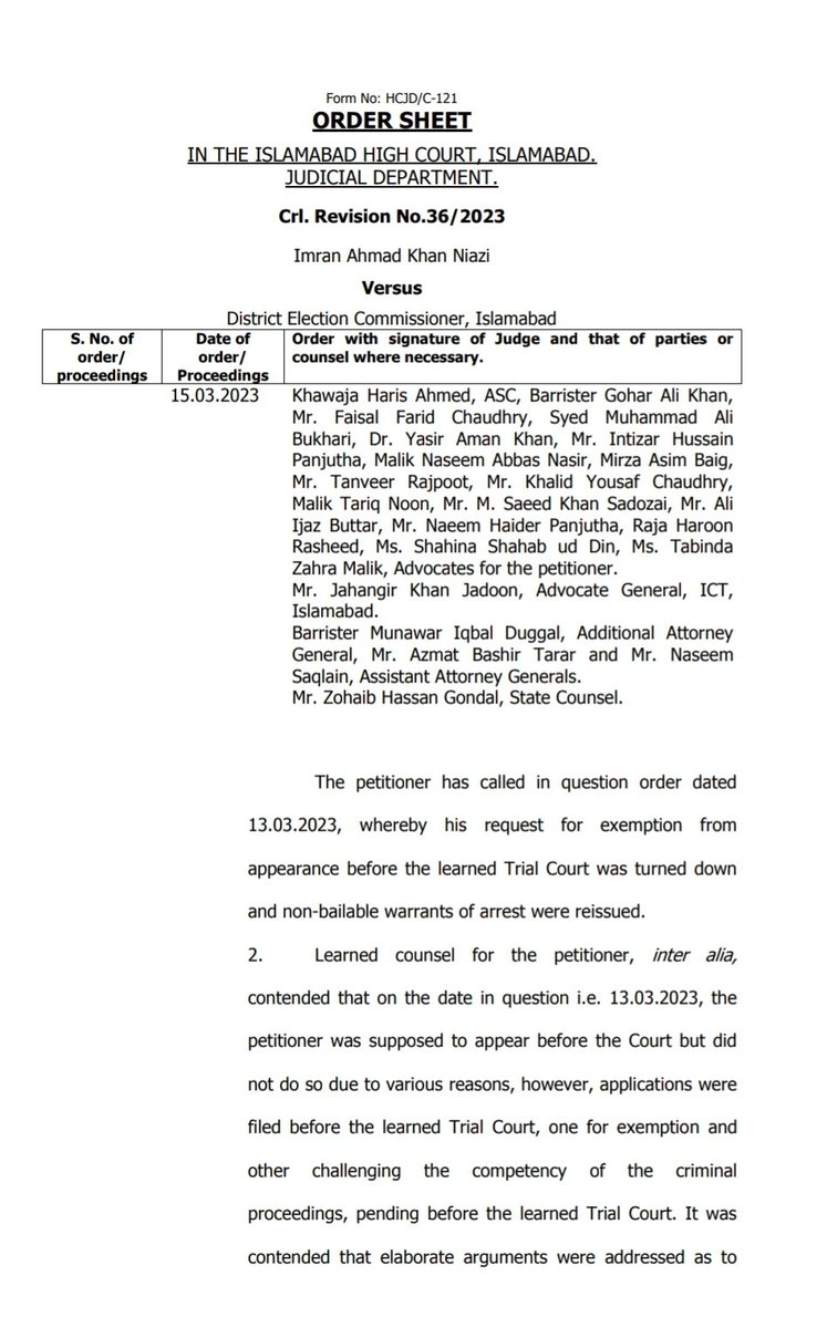 TalatHussain12's tweet photo. This Isb high court order shud be read by all (BBC and UK inlaws included). It rips apart Imran’s claim of being persecuted; his lie of having a protective bail; exposes his willful defiance of legit warrants; and the mayhem he engineered  to avoid facing the law. https://t.co/25FjHJZSaE
