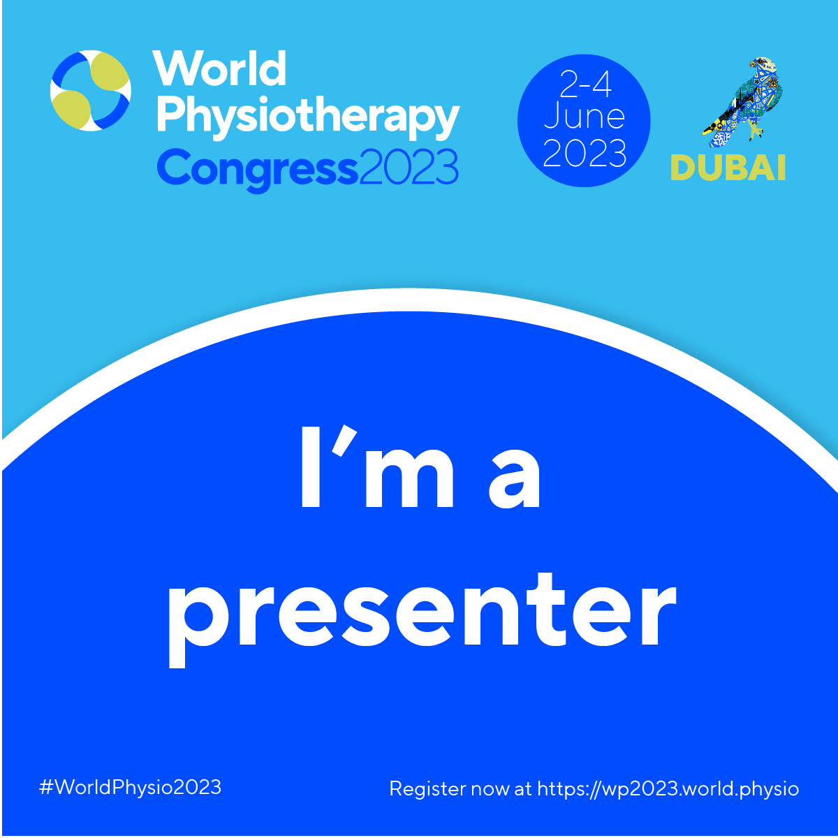 Are you presenting at #WorldPhysio2023?

Check out our updated media resources page for social media graphics that you can easily share with your friends and colleagues: wp2023.world.physio/#/media

#GlobalPT <a href="/AWcpta/">Africa region of World Physiotherapy</a> <a href="/WorldPhysioAWP/">WorldPhysioAWP</a> <a href="/ERWorldPhysio/">Europe Region of World Physiotherapy 🇪🇺</a> <a href="/WorldPhysioNACR/">World Physiotherapy NAC</a> <a href="/WorldPhysioSAR/">World Physiotherapy SAR</a>