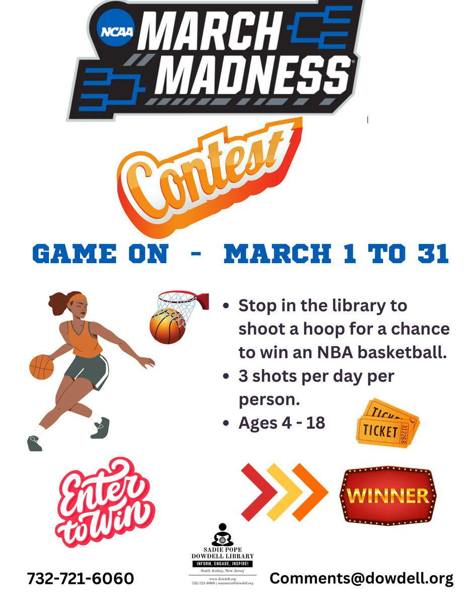 salibrary's tweet photo. March Madness @ Dowdell #dowdelllibrary #publiclibrary #libraries #libraries #librarylife #librarylove #southamboynj #librariesofinstagram https://t.co/ehXdmndd6e