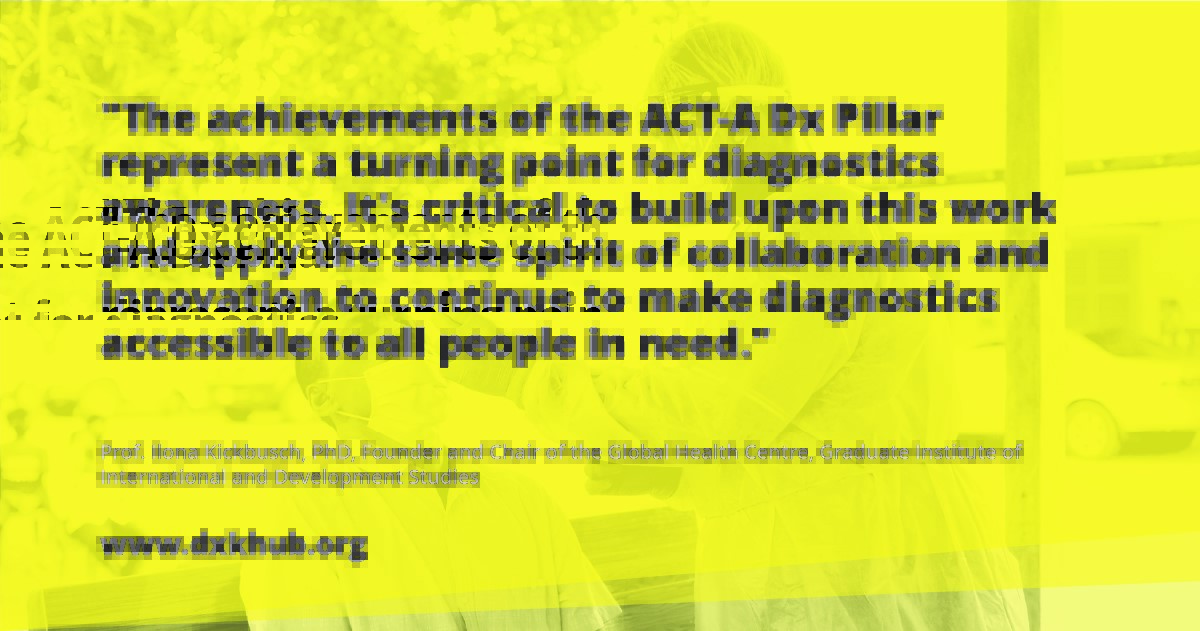The @ACTAccelerator Diagnostics Knowledge Hub raises awareness for diagnostics and leverages the COVID-19 experience to sustain access to diagnostics. 📢 Learn more: dxkhub.org @IlonaKickbusch shares on the importance of diagnostics. ⤵️ @FINDdx, @GlobalFund, @WHO