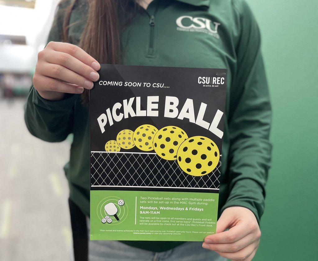 Dink Responsibly—don’t get smashed! 

Two Pickleball nets along with multiple paddle sets will be set-up in the MAC Gym: Mondays, Wednesdays, Fridays from 9 - 11 a.m.

Paddles will be available to check out at the Rec Center's front desk! #inaprettypickle #clestate <a href="/CLE_State/">Cleveland State University</a>