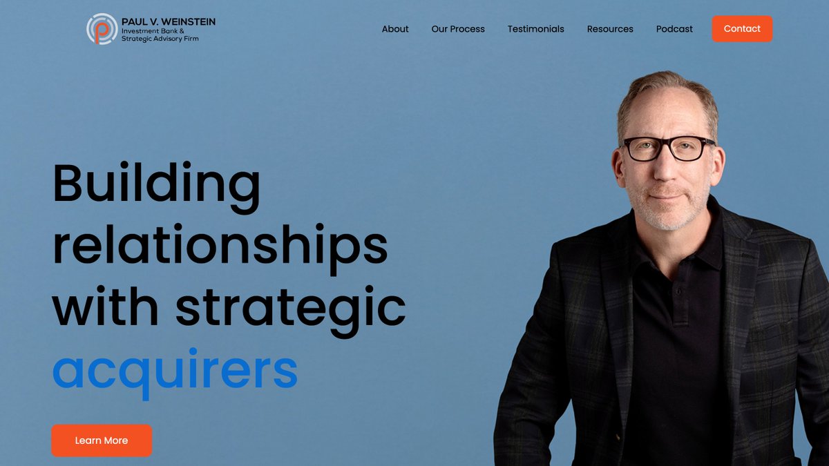 dealmkrs's tweet photo. Check out my new website! It features a new resource center and more.  Let me know what you think at https://t.co/8KnM9ZS08c!

#paulvweinstein #acquisitions #Stanford #investmentbanker https://t.co/HQDt9IsgLH