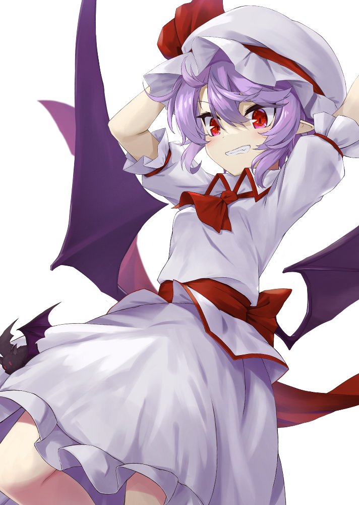 remilia scarlet 1girl hat red eyes solo bat wings wings ascot  illustration images