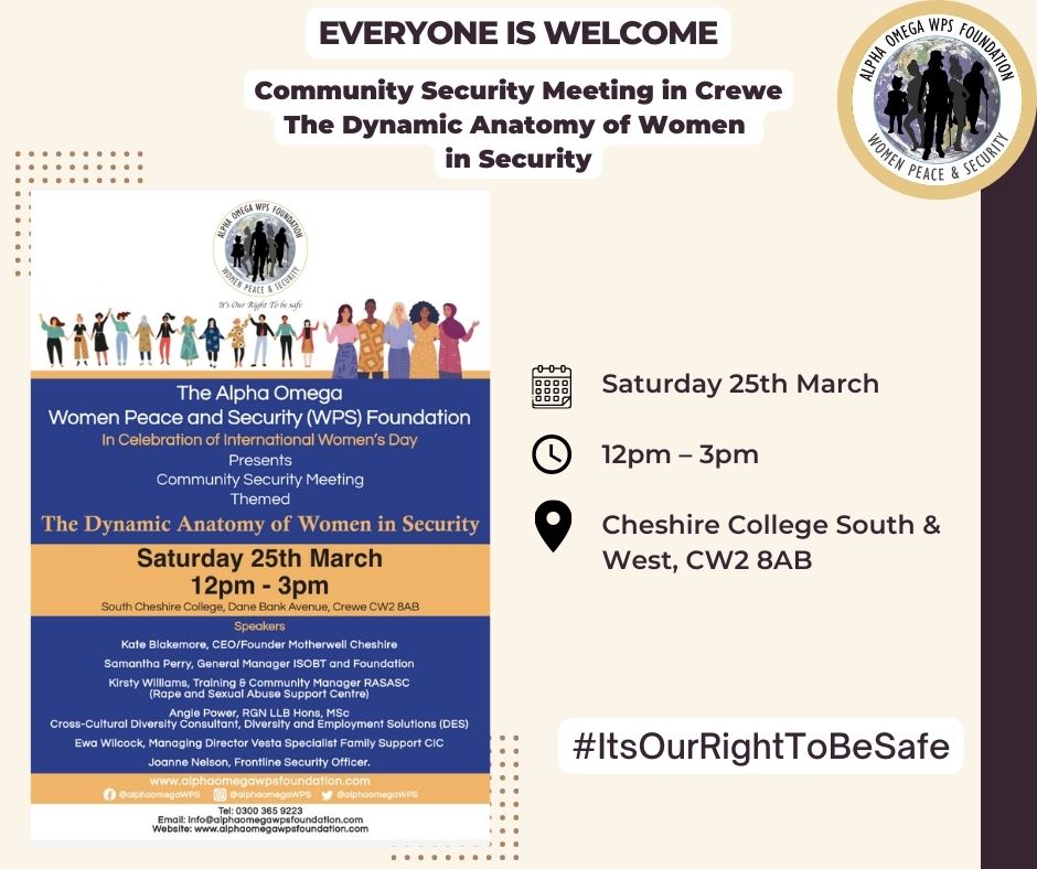 alphaomegaWPS's tweet photo. What an honour to have Kirsty Williams as our guest speaker @ Community Security Meeting. 
#RASASC #ItsOurRightToBeSafe

Save the date!
 📢Sat 25th Mar
 🕑12pm - 3pm
 📌Cheshire College South &amp; West, CW2 8AB https://t.co/B4thJmLjXP