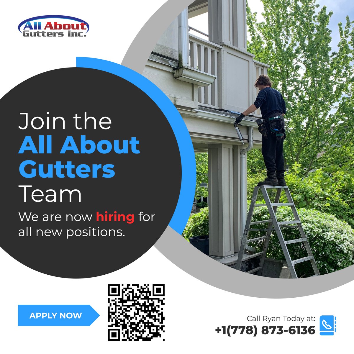 about_inc's tweet photo. WE ARE HIRING!

JOIN THE ALL ABOUT GUTTERS TEAM!

➡️ Experienced Technicians needed to start right away
➡️ Above Industry Standard Wages
➡️ Benefits and Bonuses

Apply Now: https://t.co/4IBaR4viWX
Call Ryan today at +1(778) 873-6136 https://t.co/LtPalQk3NF