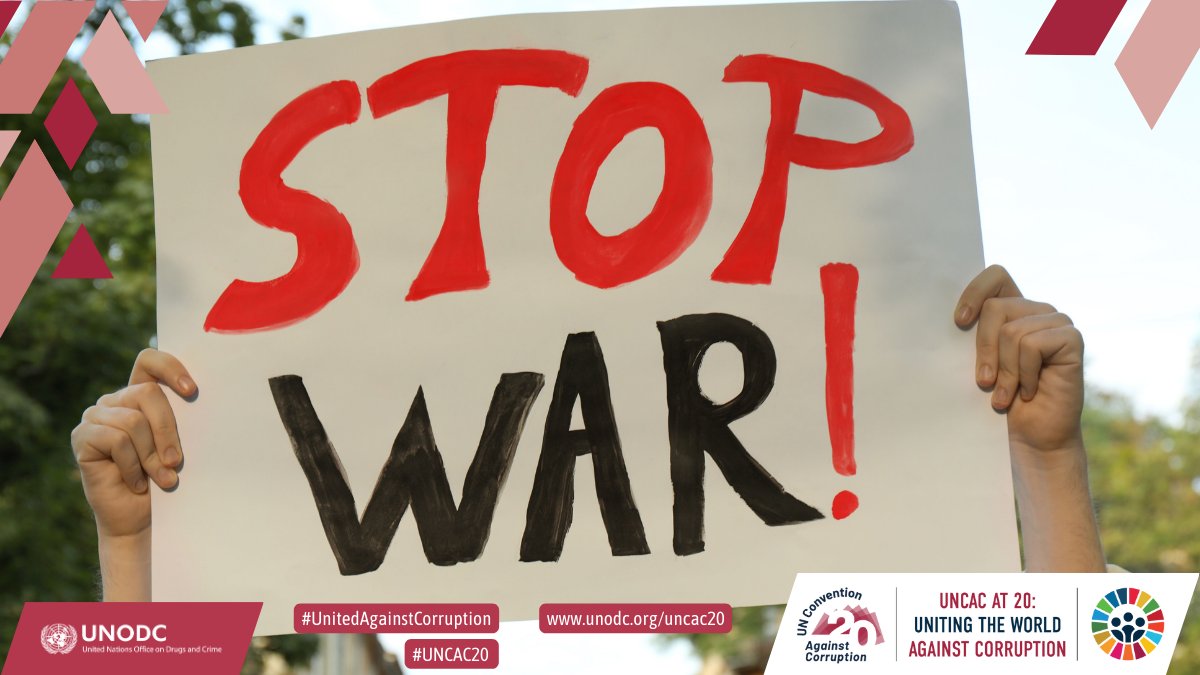 The UN Convention against Corruption turns 20 this year bit.ly/3YRy6HU! Corruption undermines rule of law, worsens poverty, facilitates the illicit use of resources and finances armed conflict. A world #UnitedAgainstCorruption is critical for peace. #UNCAC20 @UNODC_AC