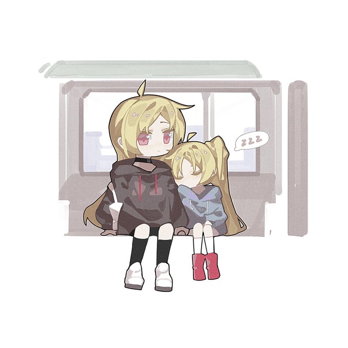 「leaning on person train interior」 illustration images(Latest)