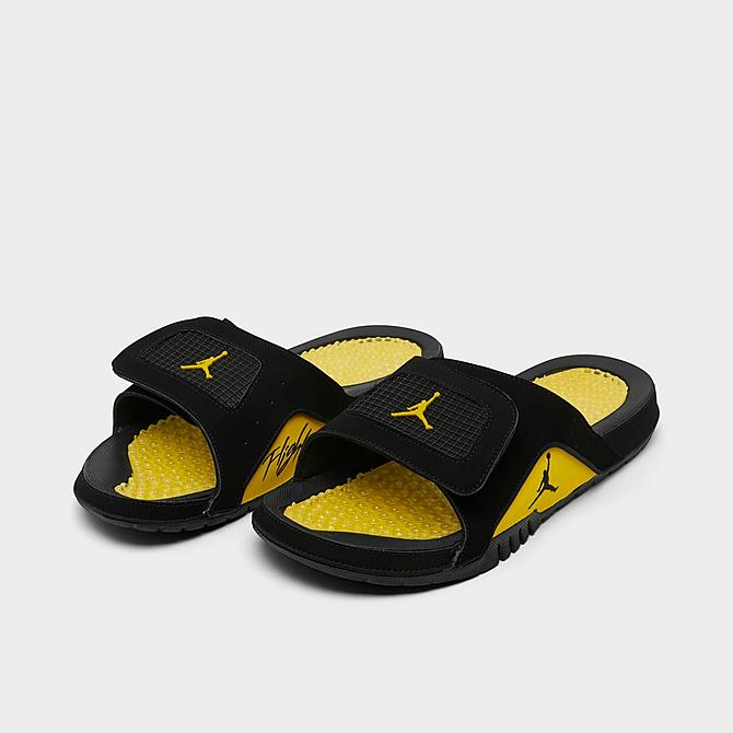 black and yellow jordan slides