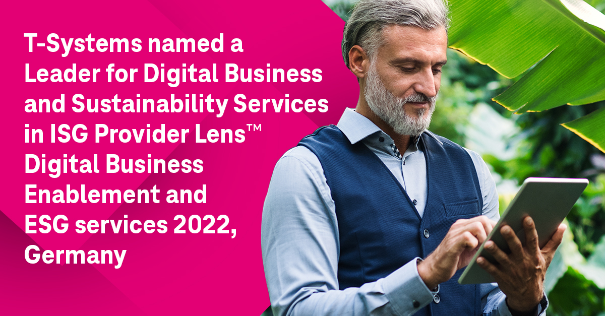 JPSarrey's tweet photo. T-Systems has been recognized as a leader in digital business and sustainability services in Germany by ISG. 

To know more, get your free copy of the report.

#TSystems #Leader #SustainabilityServices #ISGProviderLens #Germany https://t.co/0tv9AgPhIV https://t.co/7uEtSQH9sj
