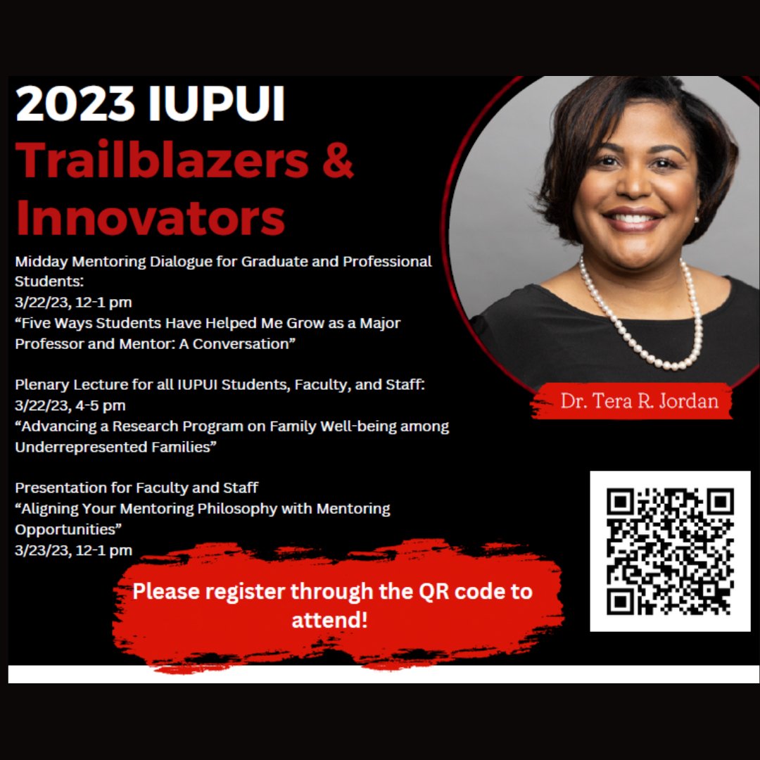 CenterForTRIP's tweet image. Dr. Tera Jordan from @IowaStateU will be honored at @IUPUI as the 2023 Trailblazer &amp;amp; Innovator for mentoring underrepresented students, staff, and faculty. Please join the @IUPUIGradOffice Mentoring Center to hear her experiences and advice in mentoring! 

iu.co1.qualtrics.com/jfe/form/SV_8u…