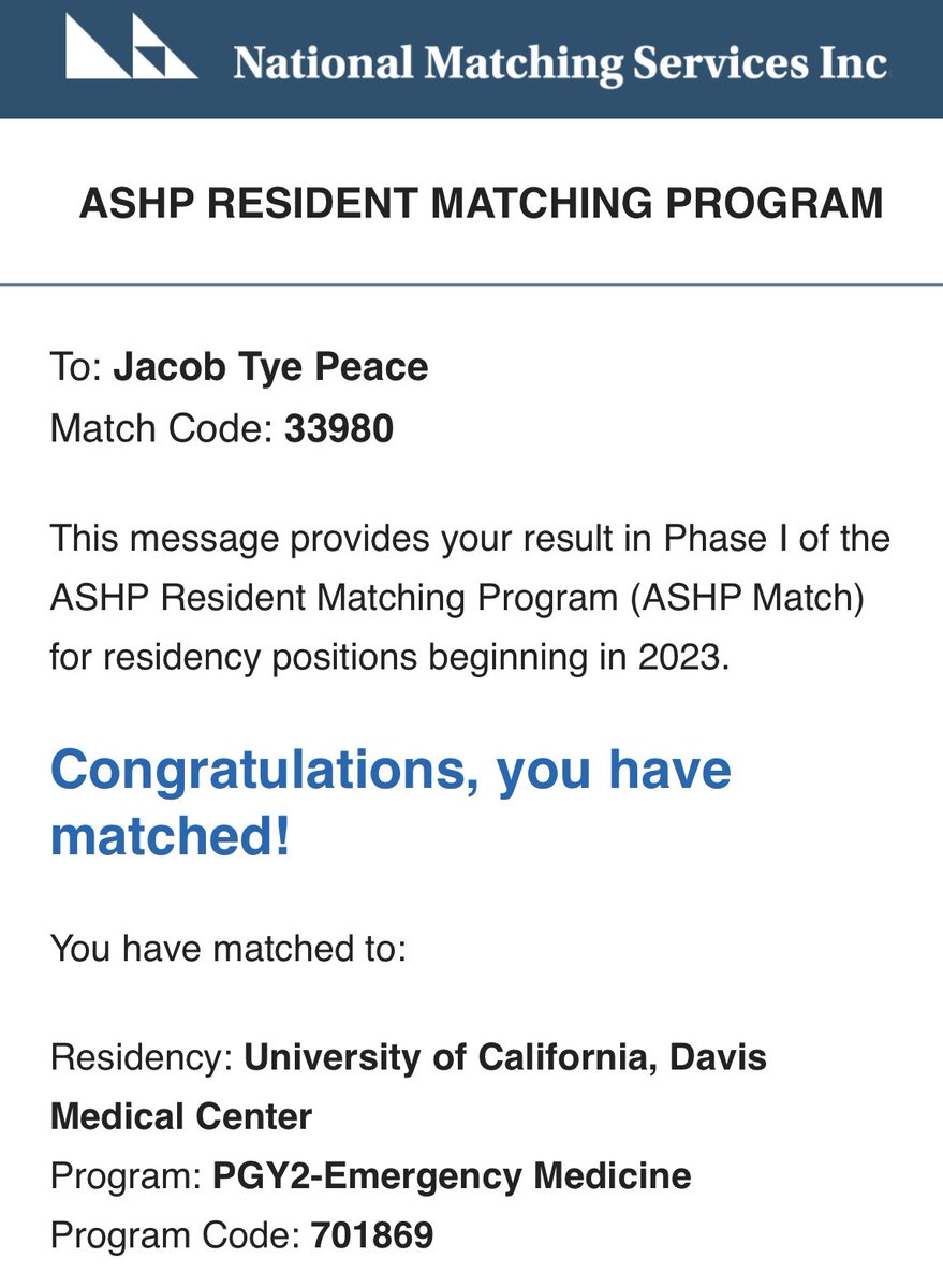 Y’all I’m gonna be an EM pharmacist! #TwitteRx