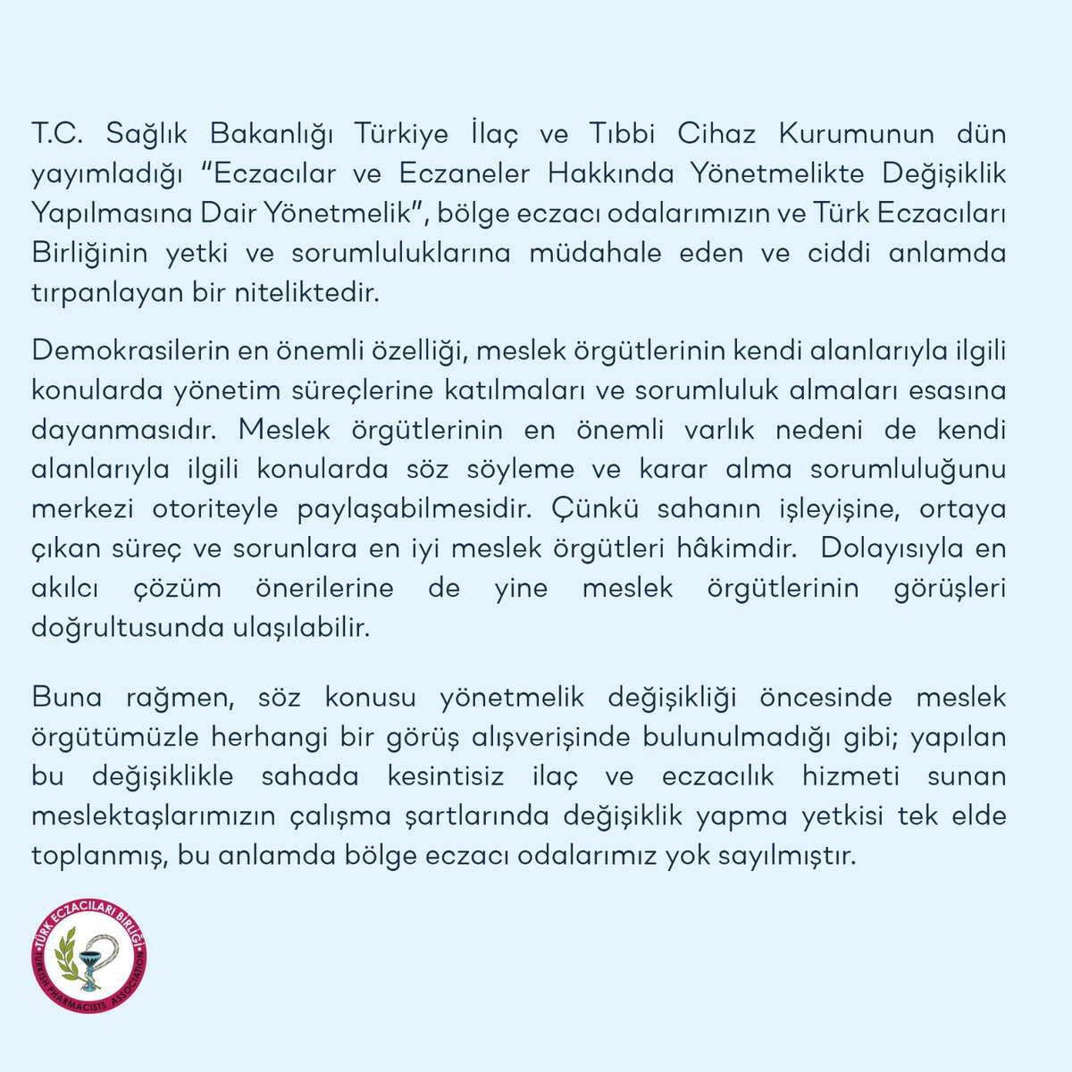 EczBurak24's tweet photo. MESLEK ÖRGÜTÜMÜZÜN YETKİLERİNE MÜDAHALE EDEN YÖNETMELİĞİ KABUL ETMİYORUZ.
@tebkurumsal https://t.co/4mIu38XBon