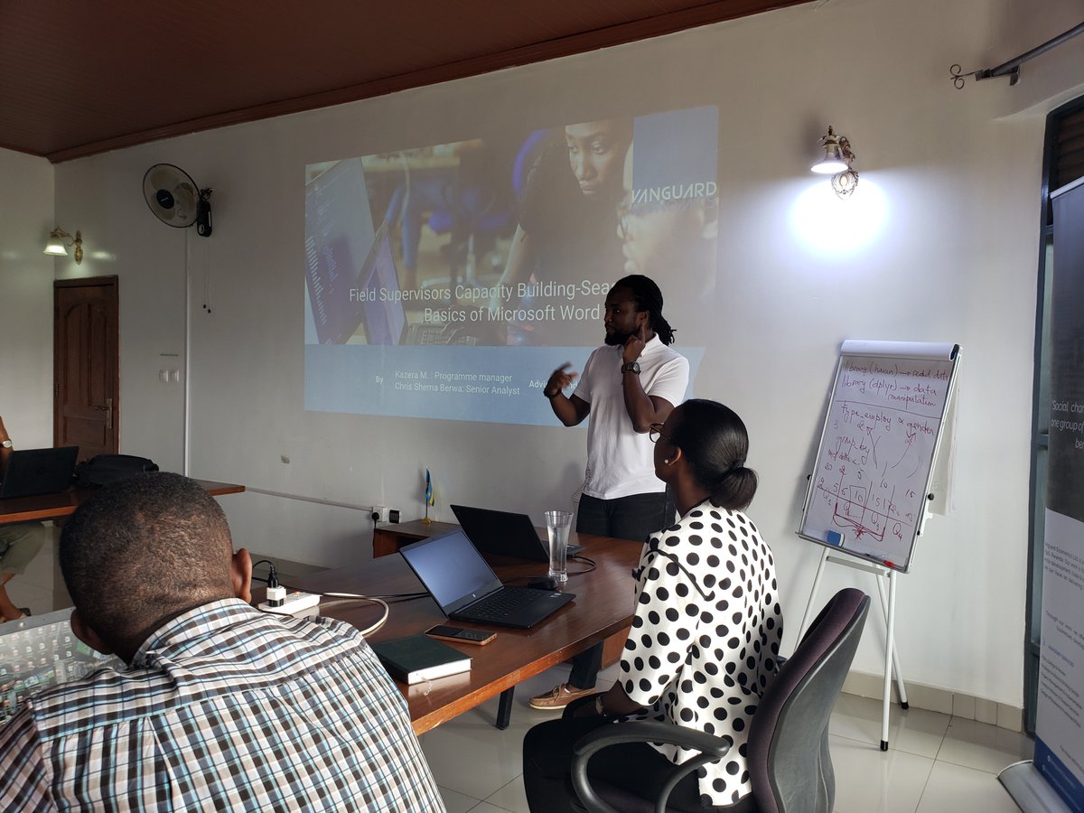 Vanguard_Econ's tweet photo. Last month, @Vanguard_Econ had the pleasure of facilitating the training of 12 field supervisors from Gasabo, Kicukiro, Kamonyi and Bugesera. 
The training focused on building participants capacities regarding the use of MS programs, and communication skills in the work place. https://t.co/E6H5WX2xdI