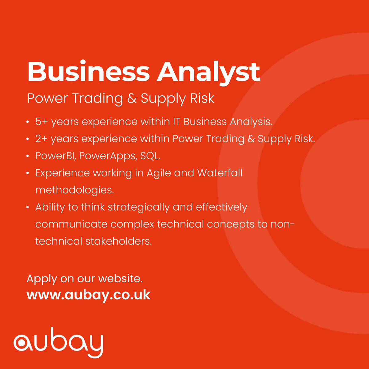 AubayUK's tweet photo. Interested in being part of the #energytransition? 

Our team is currently #recruiting for some exciting roles, including some within #changemanagement #businessanalysis #automation #testing #dataengineering and more.
 
Apply today: https://t.co/CjZNFYJn6F 

#hiring #energyjobs https://t.co/WdkhS7h23Z