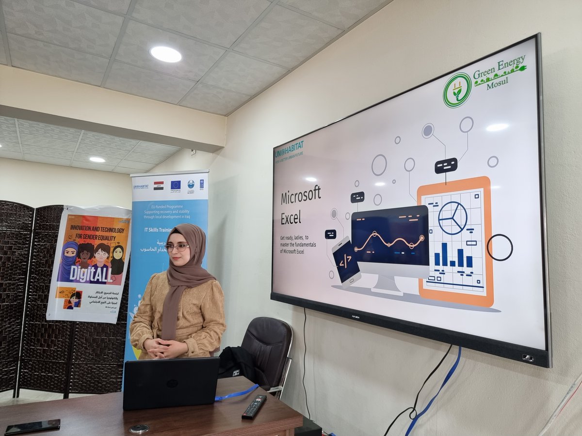 UNHabitatIRAQ's tweet photo. To celebrate #InternationalWomensDay, and in line this year’s theme “DigitALL: Innovation and technology for gender equality”, #UNHabitat organized a 3-day computer literacy training funded by the EU for 10 female gardeners and workers in #AlYarmoukPark.
#EUDigitalStrategy https://t.co/oMyU5cgUV3
